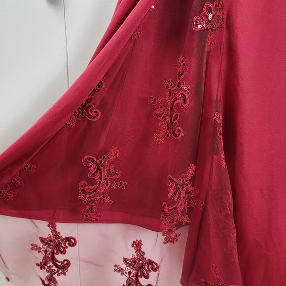 NOX Anabel Sweetheart Sequin Prom Homecoming Maxi Dress Lace Floral Train | S - Picture 11 of 12